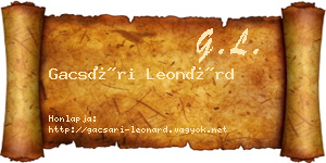 Gacsári Leonárd névjegykártya